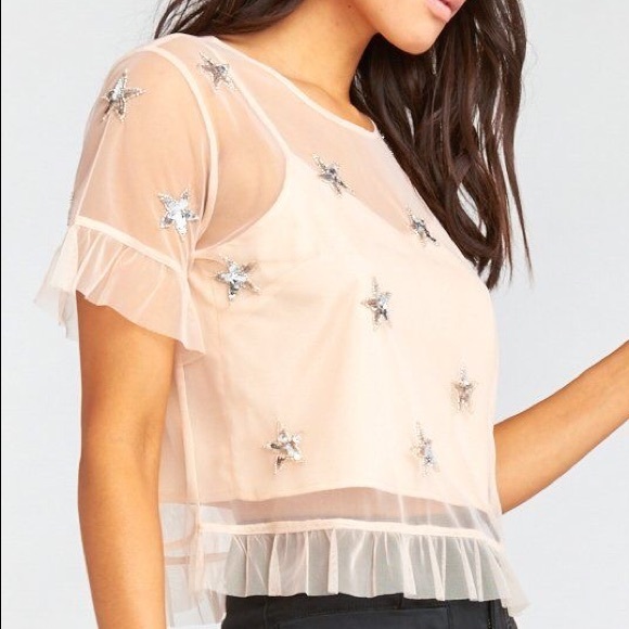 Show Me Your MuMu Tops - Show me your Mumu Pink Star Crop top size Small
